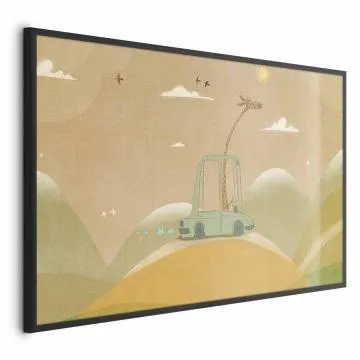 Plakat Podróżująca żyrafa 60x40 cm z ramą czarną bez marginesu
