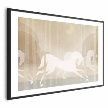 Plakat Pędzące rumaki 60x40 cm z ramą czarną z marginesem