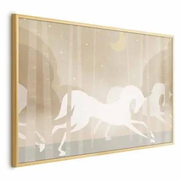 Plakat Pędzące rumaki 60x40 cm z ramą złotą bez marginesu