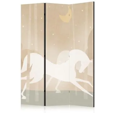Parawan dwustronny Dla dzieci 135x172 cm 3-częściowy beżowy