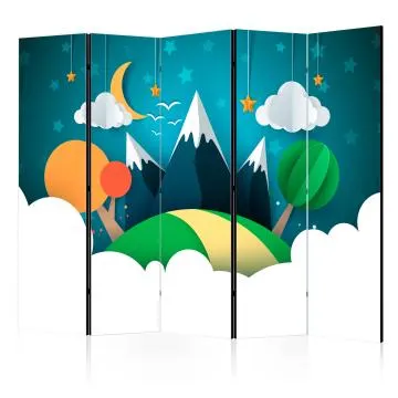 Parawan jednostronny Dla dzieci 225x172 cm 5-częściowy turkusowy