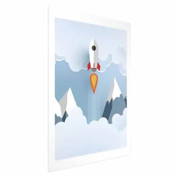 Plakat Rakieta w chmurach 29,7x42 cm bez ramy z marginesem