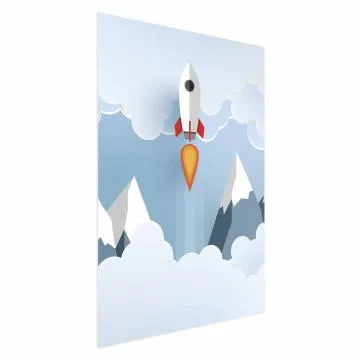Plakat Rakieta w chmurach 21x30 cm bez ramy bez marginesu