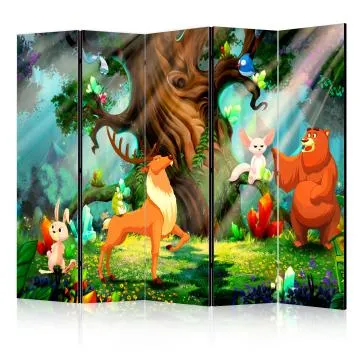 Parawan jednostronny Dla dzieci 225x172 cm 5-częściowy zielony