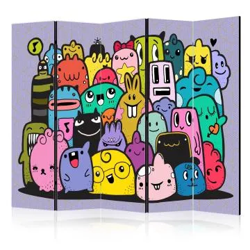 Parawan jednostronny Dla dzieci 225x172 cm 5-częściowy wielokolorowy