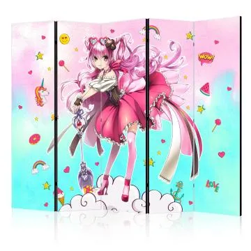 Parawan jednostronny Dla dzieci 225x172 cm 5-częściowy wielokolorowy