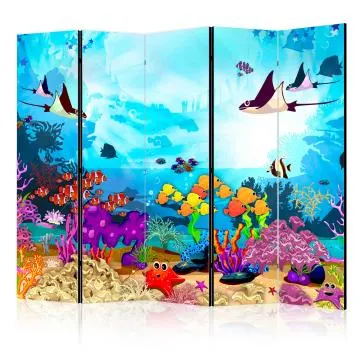 Parawan dwustronny Dla dzieci 225x172 cm 5-częściowy biały