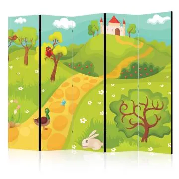 Parawan jednostronny Dla dzieci 225x172 cm 5-częściowy żółty