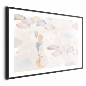 Plakat Bajkowe niebo 60x40 cm z ramą czarną z marginesem
