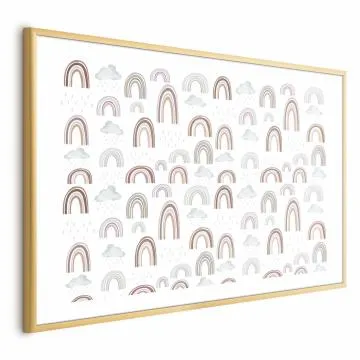 Plakat Tęcza po deszczu 42x29,7 cm z ramą złotą z marginesem