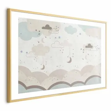 Plakat Bajkowa noc 60x40cm z ramą złotą z marginesem