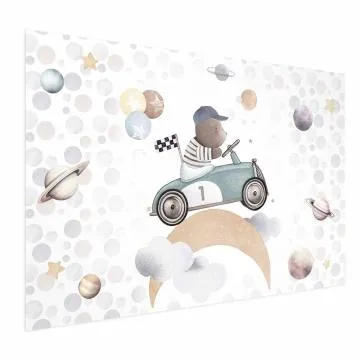 Plakat Miś w wyścigówce 60x40 cm bez ramy bez marginesu