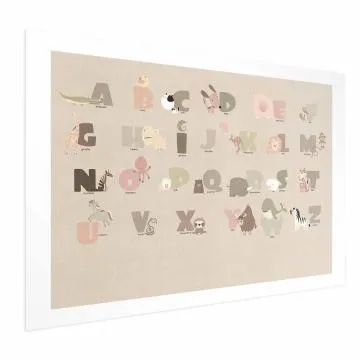 Plakat Beżowe abecadło 60x40 cm bez ramy z marginesem