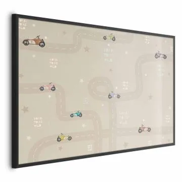 Plakat Wyścigowe autka 42x29,7 cm z ramą czarną bez marginesu
