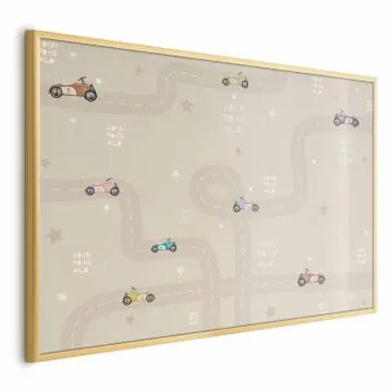Plakat Wyścigowe autka 42x29,7 cm z ramą złotą bez marginesu