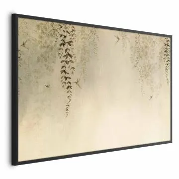 Plakat Beżowe koliberki 42x29,7 cm z ramą czarną bez marginesu