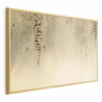 Plakat Beżowe koliberki 42x29,7 cm z ramą złotą bez marginesu