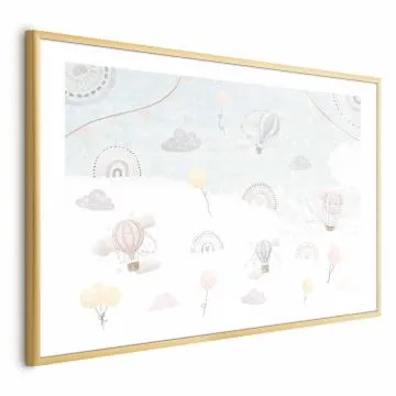 Plakat Przygoda pośród chmur 30x21 cm z ramą złotą z marginesem
