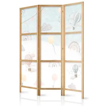 Parawan japoński Dla dzieci 135x172 cm 3-częściowy biały