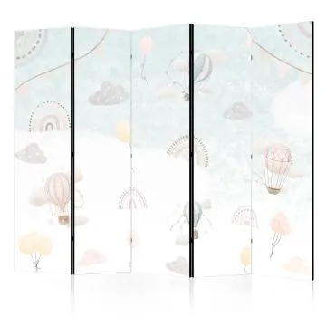 Parawan dwustronny Dla dzieci 225x172 cm 5-częściowy biały