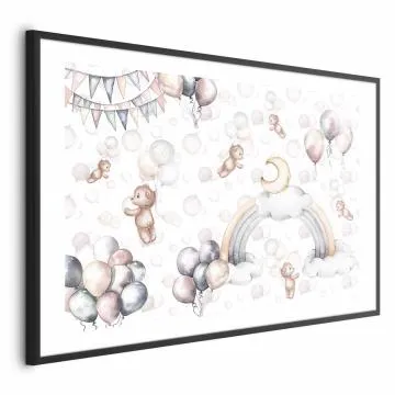 Plakat Misie w przestworzach 42x29,7 cm z ramą czarną z marginesem