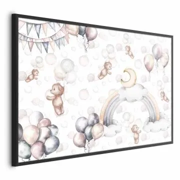 Plakat Misie w przestworzach 42x29,7 cm z ramą czarną bez marginesu
