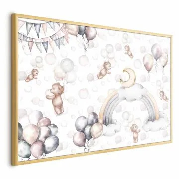 Plakat Misie w przestworzach 42x29,7 cm z ramą złotą bez marginesu