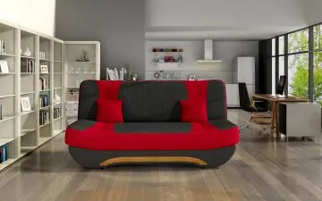 Sofa rozkładana z funkcją spania EWA II czarna/czerwona