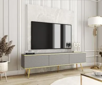 Szafka RTV KARL 3D 175cm wisząca/stojąca szary mat 
