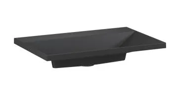 Umywalka wpuszczana EDGE 70 cm czarny mat kwarcowa bez otworu na baterię