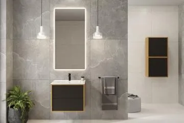 Szafka pod umywalkę ERIN 2S 60cm dąb karmel/czarna