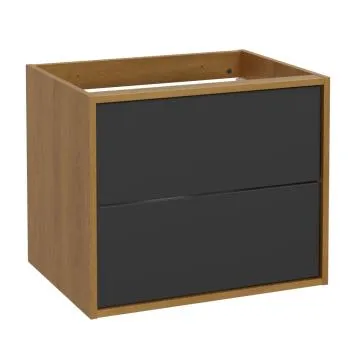 Szafka pod umywalkę ERIN 2S 60cm dąb karmel/czarna
