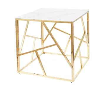 Ława ESCADA B II 55x55 biały marmur/złota