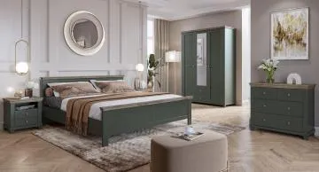 Szafa trzydrzwiowa EVORA 3D2S 154cm zielona/dąb lefkas z lustrem