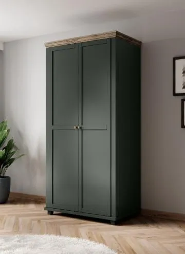 Szafa EVORA 2D 108cm zielona/dąb lefkas dwudrzwiowa