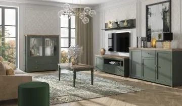Komoda EVORA 3D1S 160 zielona mat/dąb lefkas