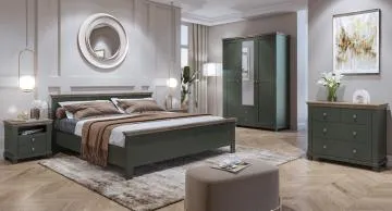 Komoda EVORA 4S 90cm zielona mat/dąb lefkas z szufladami