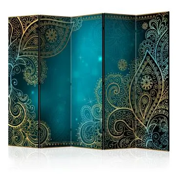 Parawan jednostronny Orient 225x172 cm 5-częściowy niebieski
