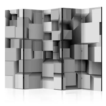 Parawan jednostronny 3D 225x172 cm 5-częściowy czarny