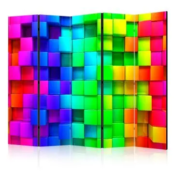 Parawan dwustronny 3D 225x172 cm 5-częściowy różowy
