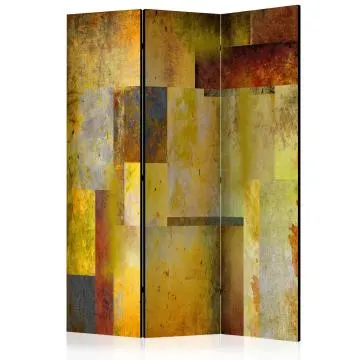 Parawan dwustronny Abstrakcje 135x172 cm 3-częściowy żółty