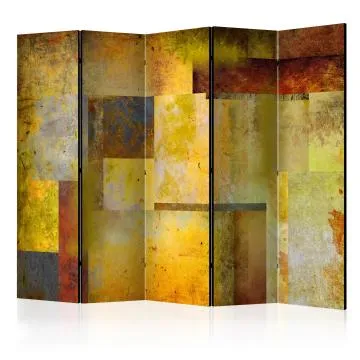 Parawan dwustronny Abstrakcje 225x172 cm 5-częściowy żółty