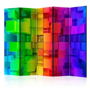 Parawan dwustronny 3D 225x172 cm 5-częściowy niebieski