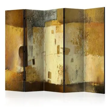 Parawan jednostronny Abstrakcje 225x172 cm 5-częściowy żółty