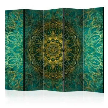 Parawan dwustronny Orient 225x172 cm 5-częściowy zielony