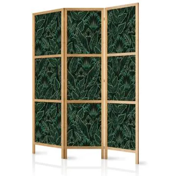 Parawan japoński Kwiaty 135x172 cm 3-częściowy zielony