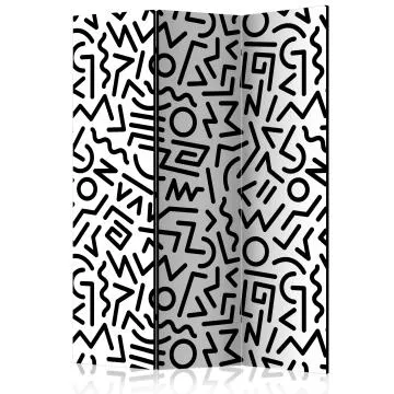 Parawan dwustronny Tła i desenie 135x172 cm 3-częściowy czarny