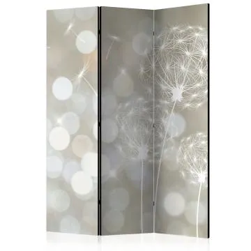 Parawan dwustronny Kwiaty 135x172 cm 3-częściowy beżowy