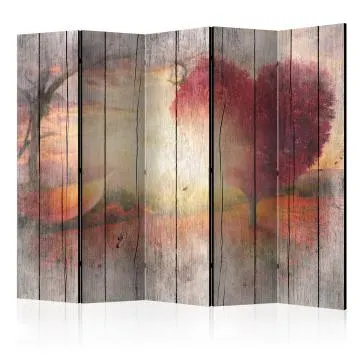Parawan dwustronny Abstrakcje 225x172 cm 5-częściowy beżowy