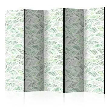 Parawan akustyczny Liście 225x172 cm 5-częściowy biały
